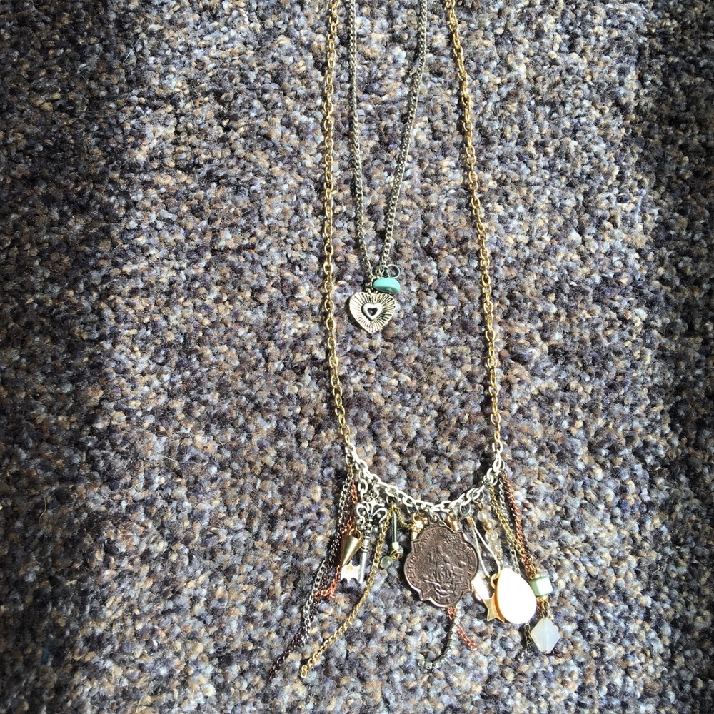 NWOT Gold and Silver Tiered Charm Necklace - Picture 5 of 9